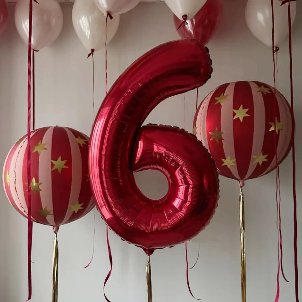 1 Set 22 Zoll Gestreifter Stern Rote Zahlen Folienballons Heimdekoration KTV Einkaufszentrum Geburtstag Hochzeit Weihnachtsdeko Ballons DIY Geschenke