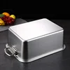 Thicken Stainless Steel Square  Cake Bread Basin Deep Plate Fruit Food Storage Tray  HandleLoaf Pans Kitchen Baking Dish 4