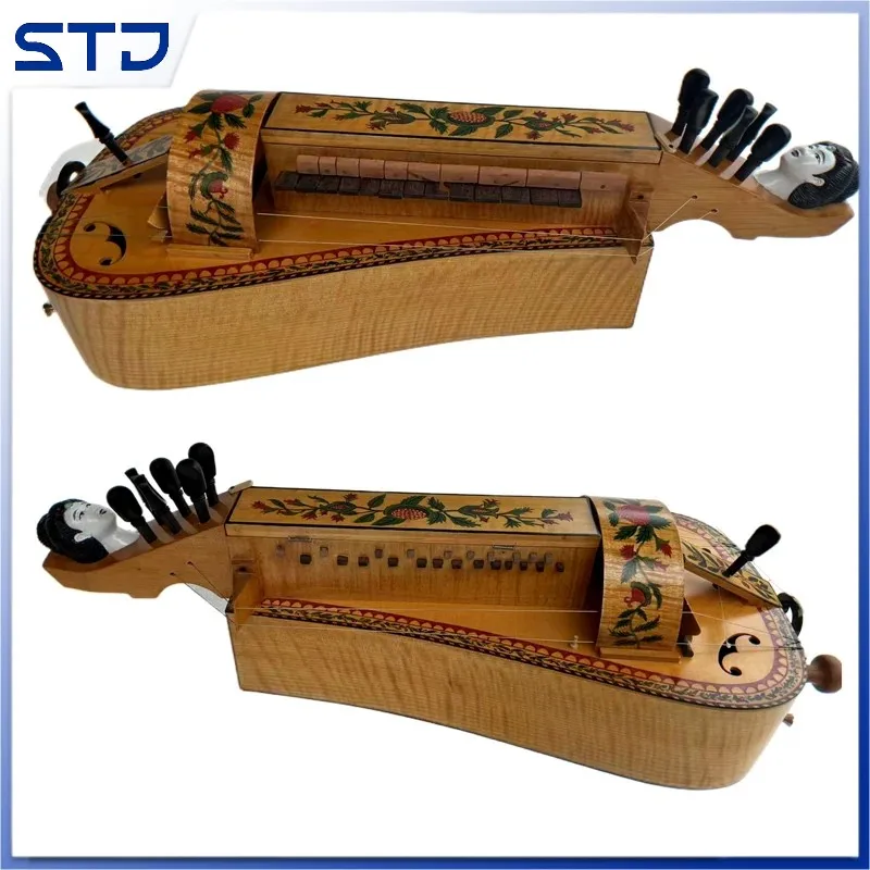 

Цельный кленовый древесина ручной работы 6 струн 24 клавиши Hurdy Gurdy, резной свиток
