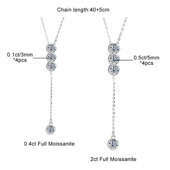 3mm/5mm Full Moissanite Necklace for Girls Classic Bubble Clavicular Chain 925 Sterling Silver Party Fine Jewelry GRA 6