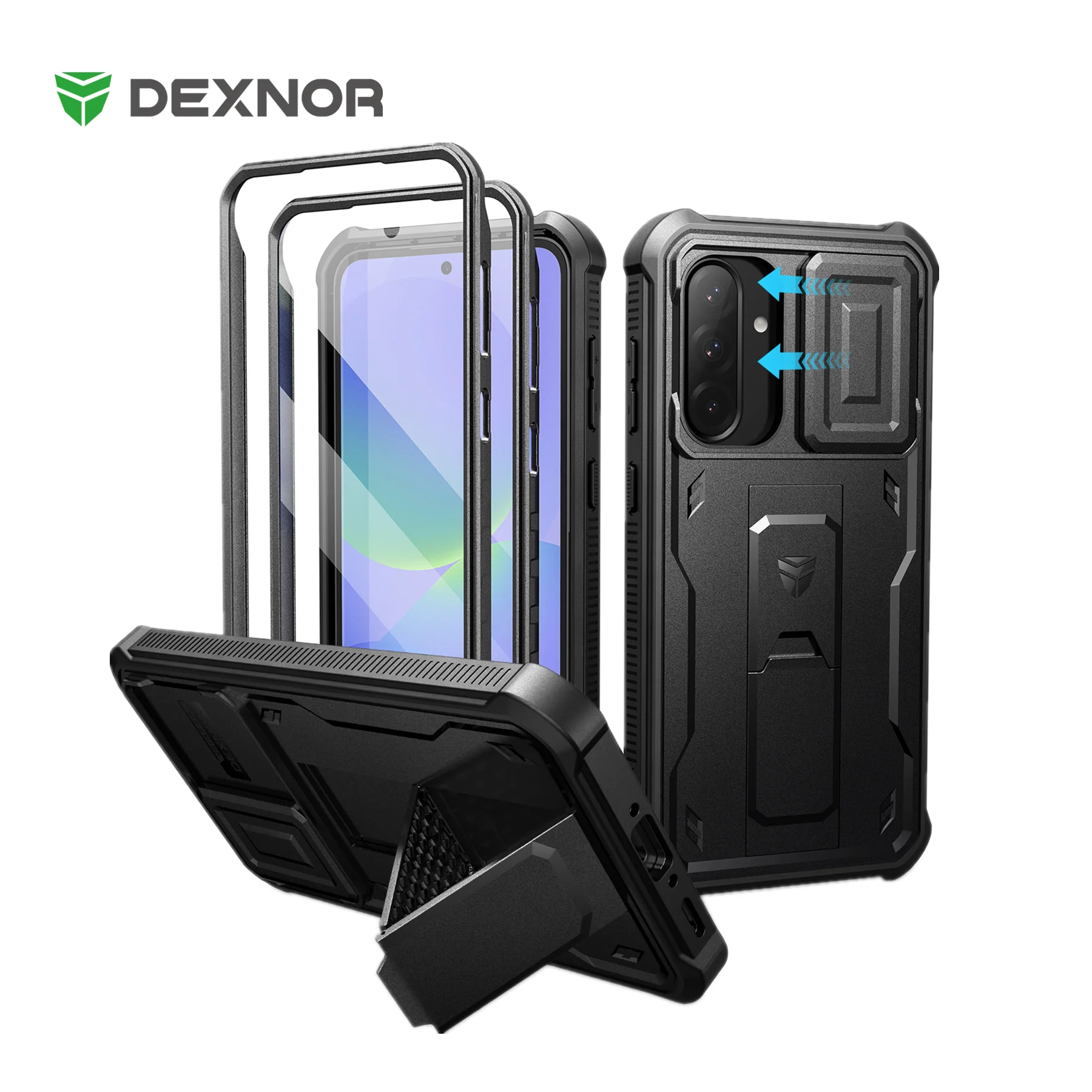 Heavy Duty Shockproof Phone Case with Built-in Magnetic Sliding Camera Cover