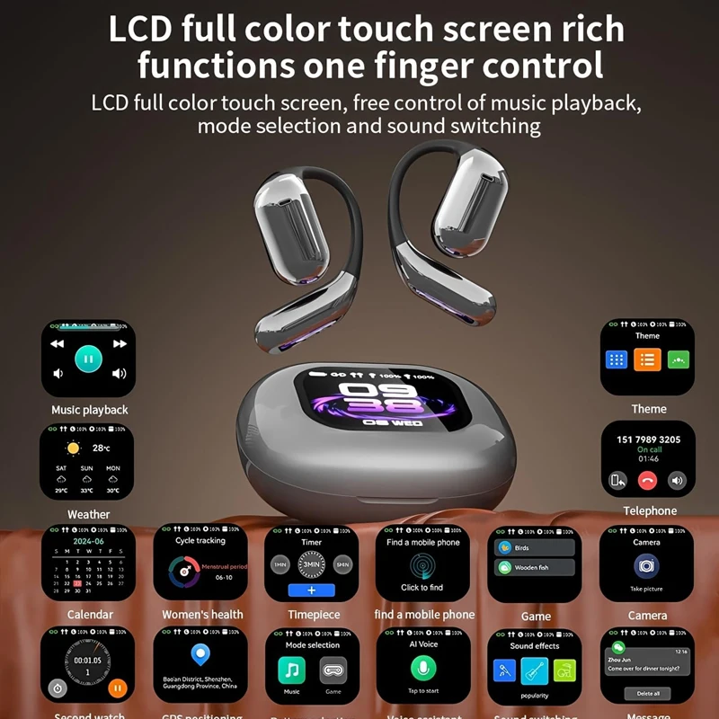 Real Time Translation Earbuds AI Translating Earphone LCD Touch Screen 144 Languages