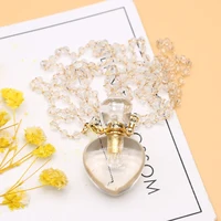 Clear Quartz Perfume Bottle Natural Stone Heart Shape Pendant Necklace Essential Oil Bottle Charming Women Girl Daily Gifts 1