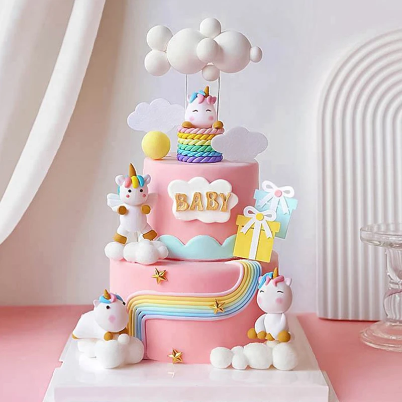 Rainbow Unicorn Cake Decoration Birthday Unicorn Gifts Children Kids Baby Shower Birthday Party Girl 16th 18th Cake Decorating