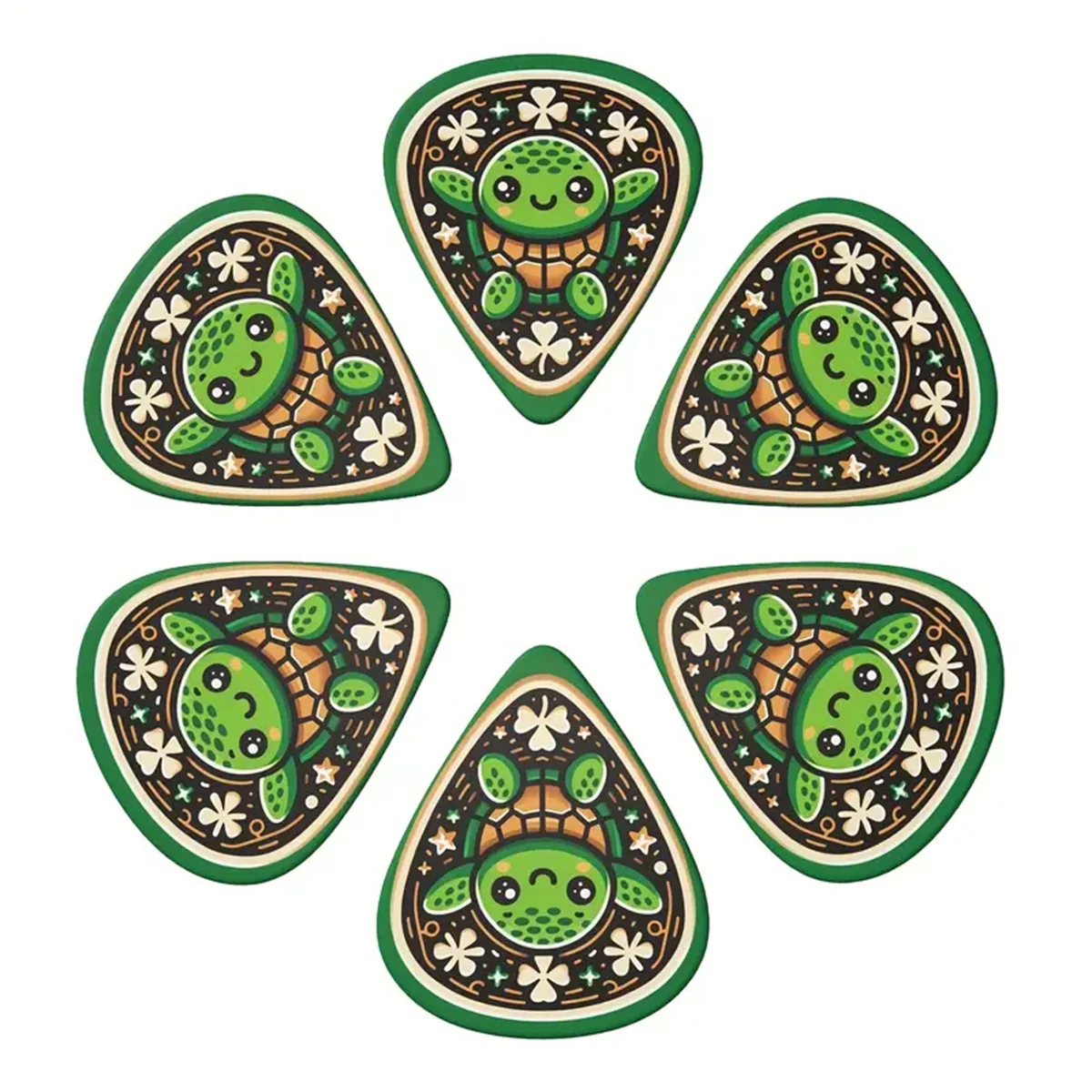 Original Sound Guitar Picks 6 Pcs guitar picks Double-Sided Printed Ukulele Guitar Finger Shrapnel Keychain Holster Gift For Music Lovers