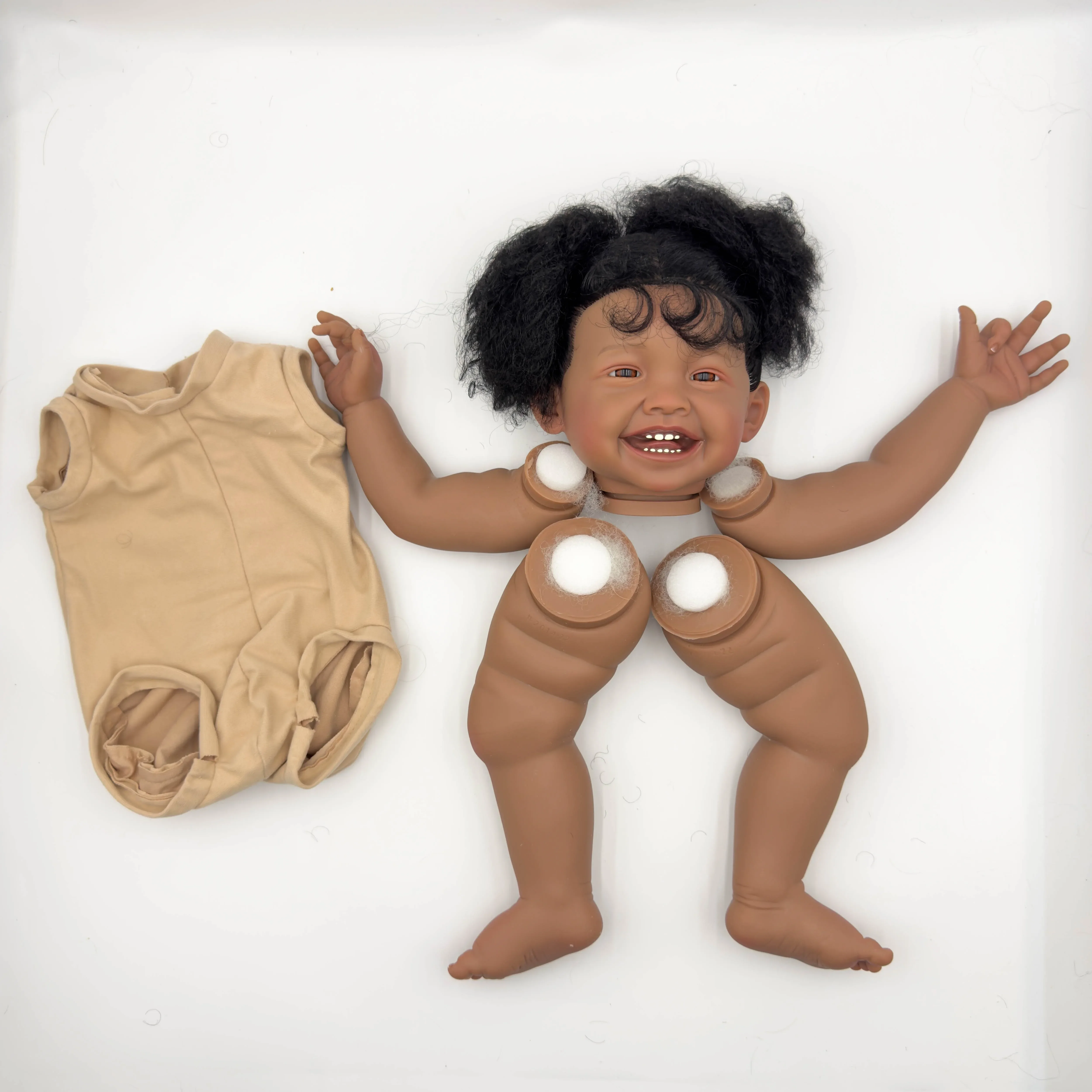 NPK 밀라 다크 다크 브라운 피부 미완성 다시 태어난 인형 키트, 살아있는 것 같은 DIY 장난감 인형 부품, 곱슬 검은 머리, 24 인치