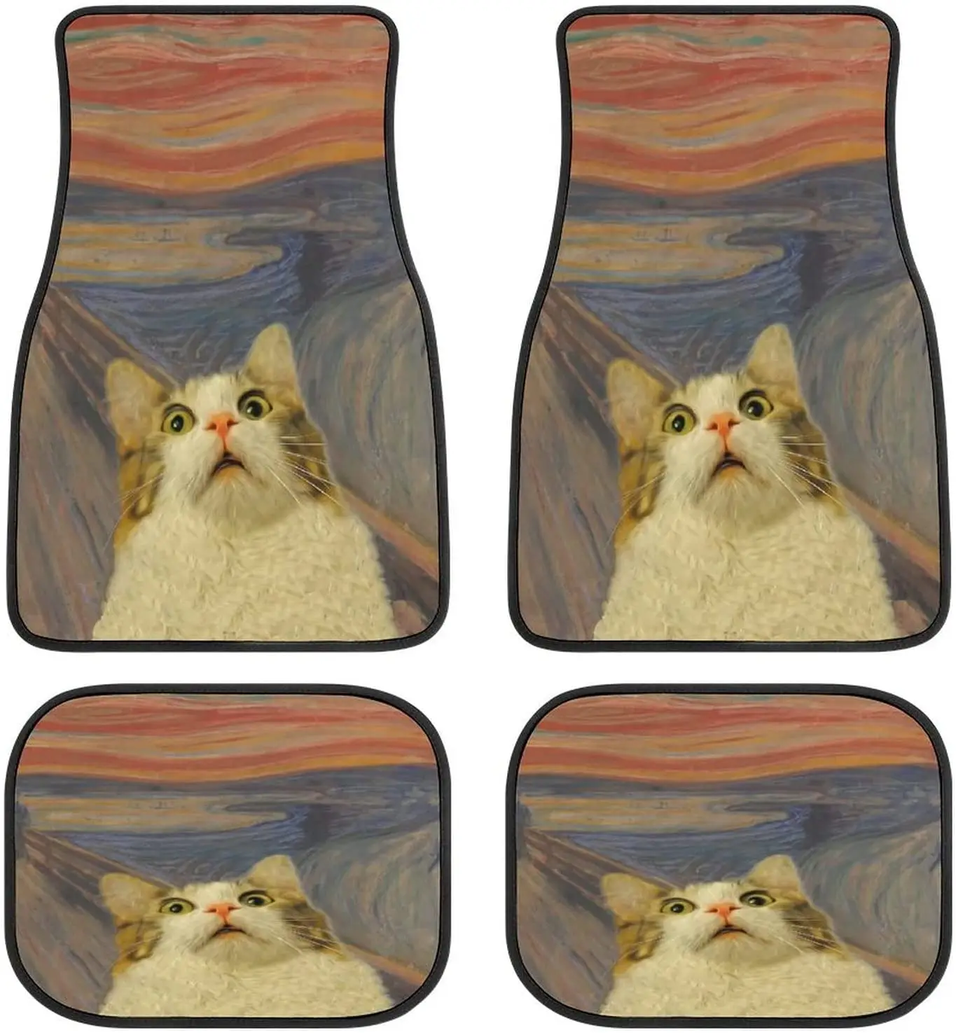 

Kawaii Cat Animal Art Aesthetics Car Mats Front&Rear 4-Piece Full Set Carpet Car SUV Truck Floor Mats with Non Slip Back