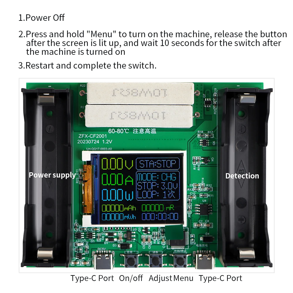 Type-C Battery Capacity Tester MAh MWh Lithium Battery LCD Display Digital Battery Power Detector Module 18650 Battery Tester 4