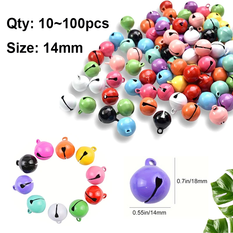 DIY Handmade Crafts Xmas New Year Ornament Gift Mix Colors Loose Beads Small Jingle Bells 100pcs~10pcs Christmas Decorations Jingle Bells Beads Jingle Bells Christmas Bell