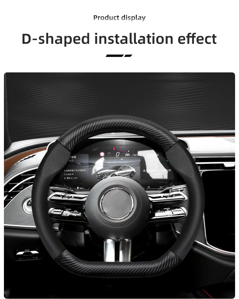 Maßgeschneidertes perforiertes echtes Leder, strukturiertes Lenkrad aus Kohlefaser, Sport-Autozubehör, atmungsaktiv, für Golf, BMW, Fiat – Detail 24
