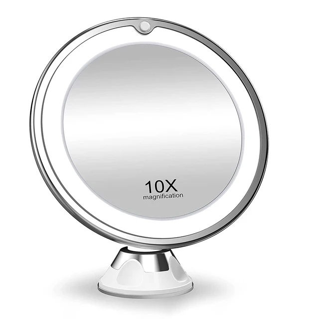 Enhance Your Makeup Routine with the Flexible 10x Magnifying Mirror LED Lighting Touch Screen Portable Dressing Table Makeup Dry Battery