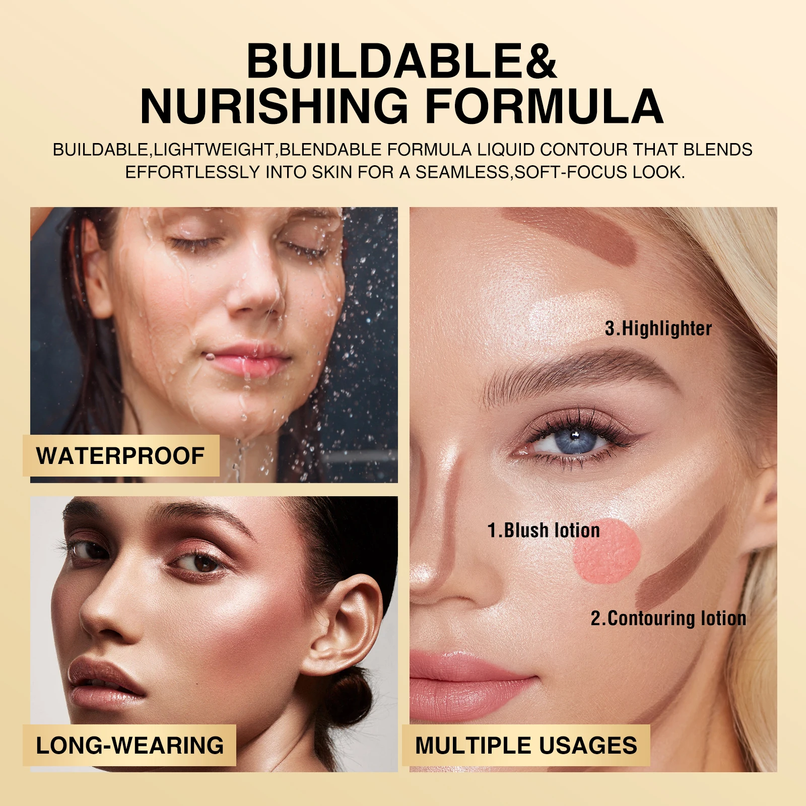 3-in-1 Cream Makeup Highlight Contour Conceal 0.63oz/1pc