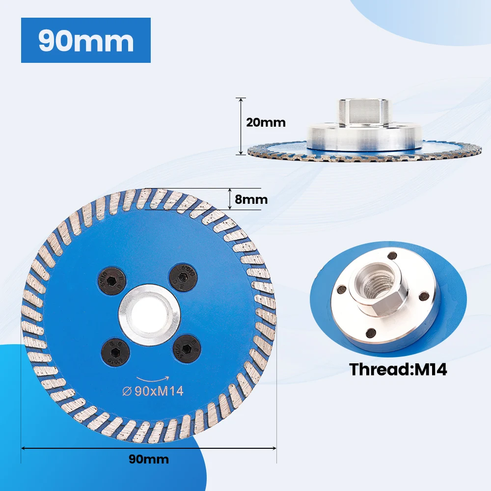 Mini Diamond Saw Blade with Removable Flange - Turbo Cutting Disc for Granite, Marble, Stone, and Concrete