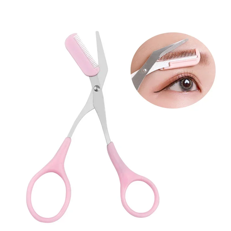 Stainless Steel Facial Hair Removal Shaver Cutter Eyebrow Trimmer Scissors Color Titanium with Comb Removable Makeup Accessories 5