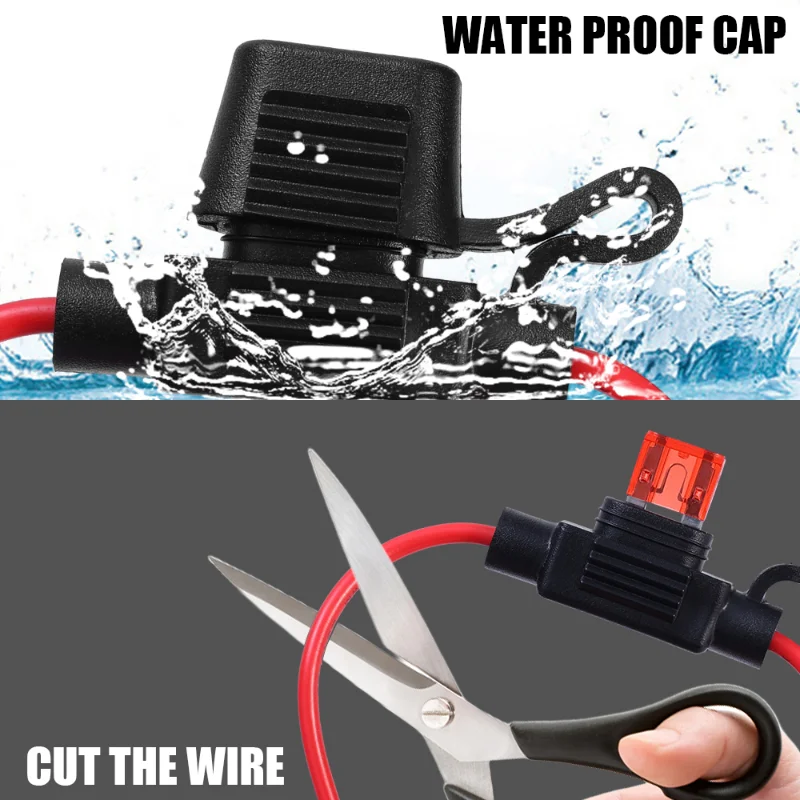 5PCS Mini Small and Medium Car Blade Adapter Fuse Holder Splash Proof Car Fuse Socket Set for 12V 20A Wire Cut Off Switch Socket fuse holder