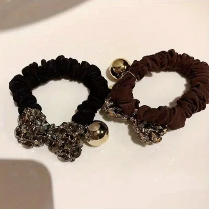 1PCS Bold and Durable Hair Ties with Beautiful Flowers- High Elastic Hair Bands for Women Elegant Ponytail Hair Rope Holders