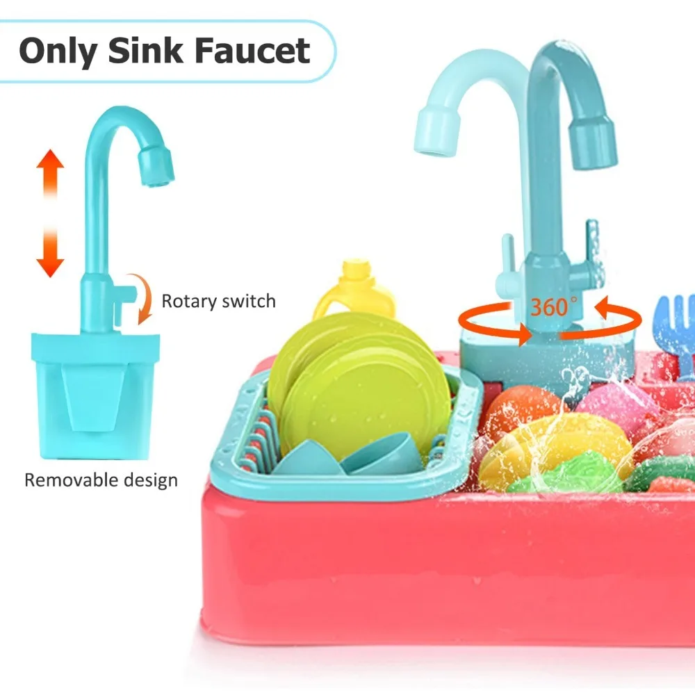 Rotatable Kitchen Faucet Replacement Toy Simulation With Running Water Kitchen Sink Toys Faucet Plastic Toy