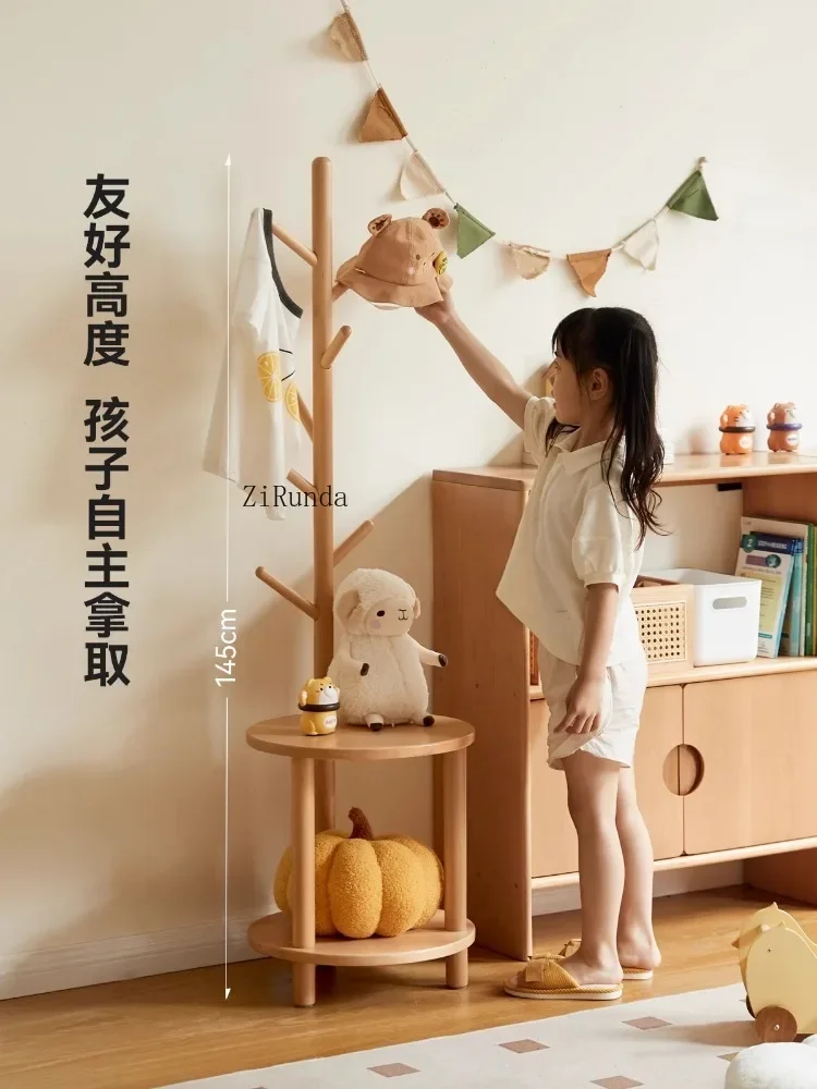 *Solid Wood Children's Bedside Table Modern Bedroom Simple Hanging Floor Hanger Entrance Coat Rack