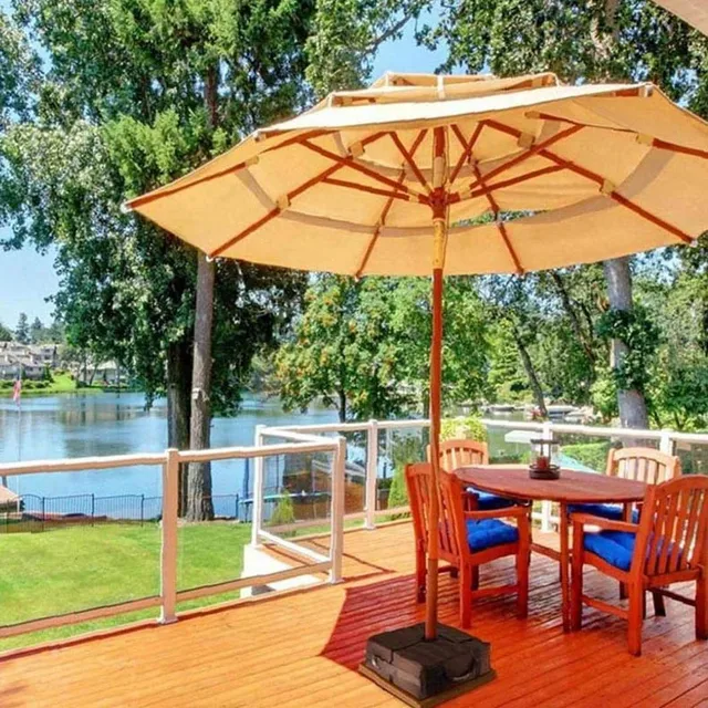 Esernyő Alaptömeg -Táska Időjárásálló 18 "Kerek Napernyő Homokzsákok Oldalsó Nyílással Nyitva A Kültéri Terasz Esernyőállványhoz - Image 2