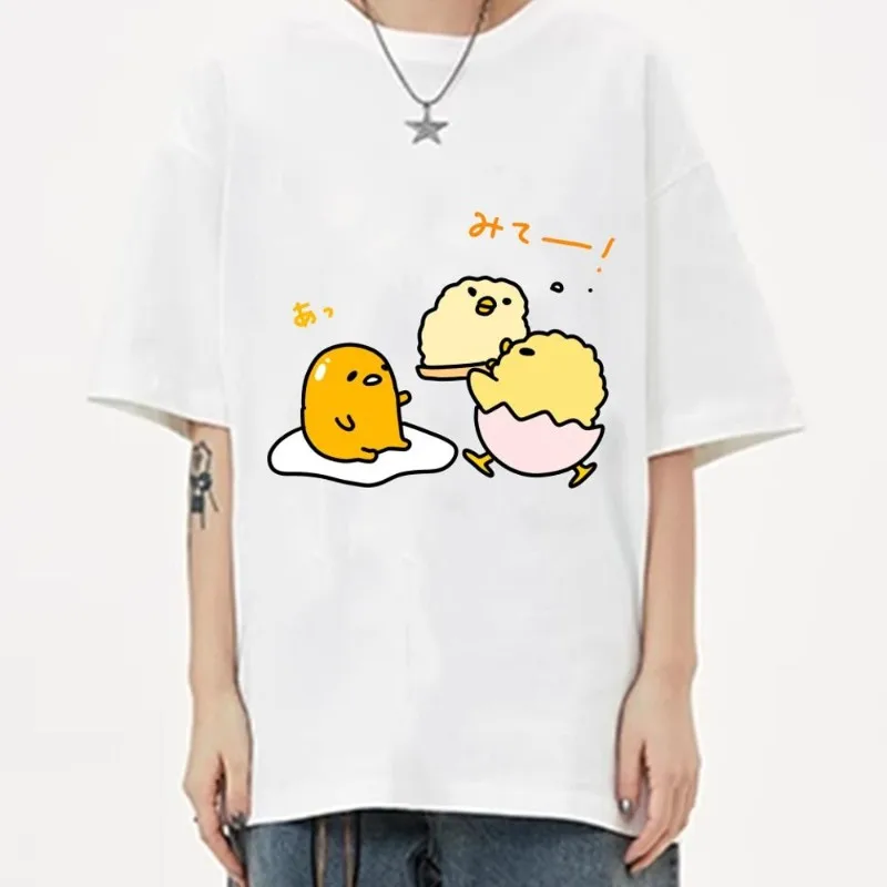 

Футболка MINISO Egg Gudetama Женская одежда для пары с коротким рукавом воротник модная мужская хлопковая летняя спортивная