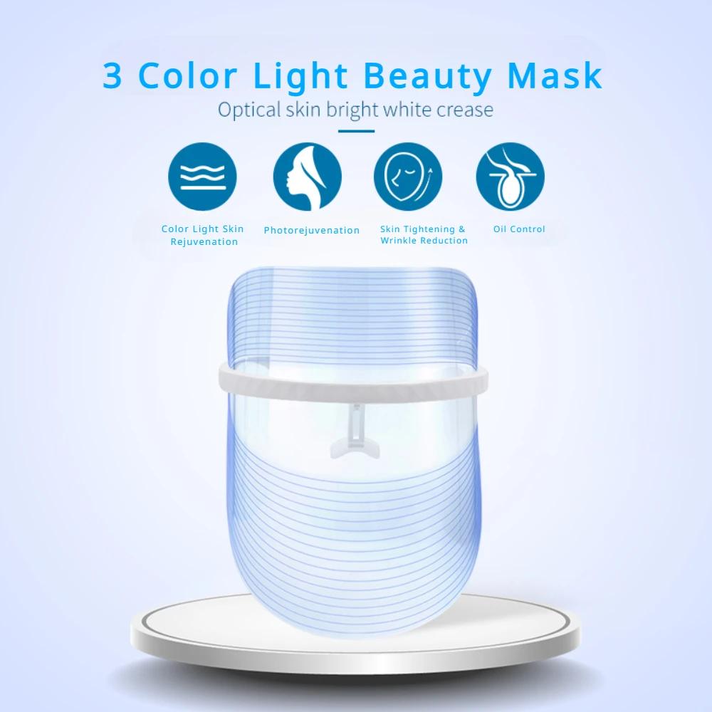 LED Facial Mask LED Light Therapy Face Beauty Facial Devices Red Light Therapy Skin Care Led Transparent Mask Home Use Beauty Devices 3 Colours