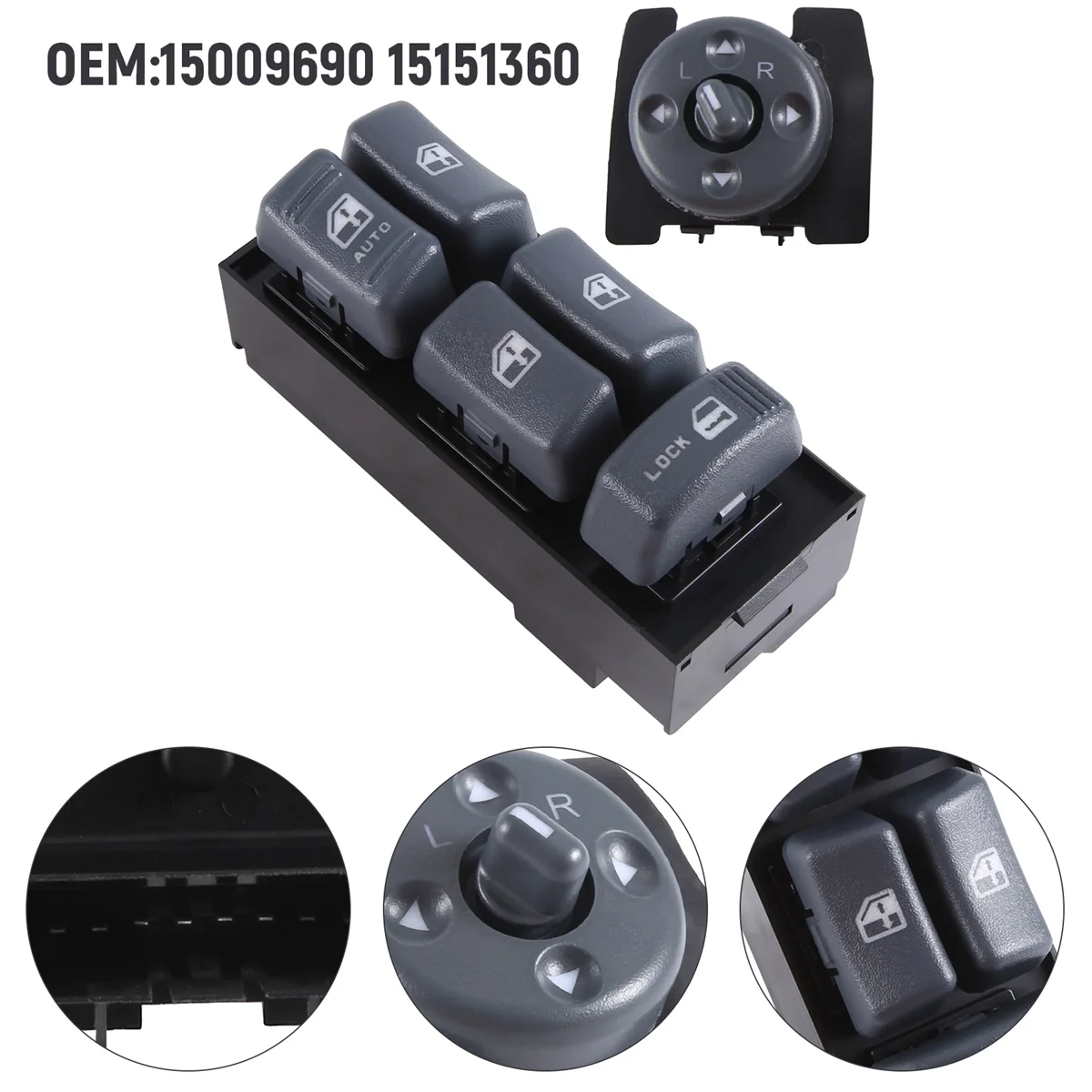 

Car Left Driver Side Master Window Mirror Control Switch Button for GMC Chevrolet 15009690 15151360