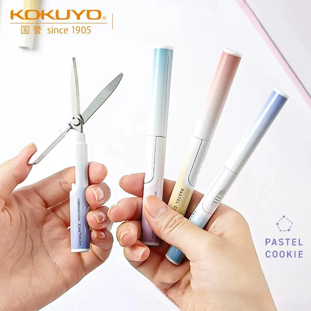 KOKUYO National Reputation Light Color Clear Sky Pen Style Mini Scissors Creative Cute and Simple Office Stationery Art Knife 50pcs universal silicone cute bite cartoon animals usb data line cable winder protector cord cover case with clear bag packaging