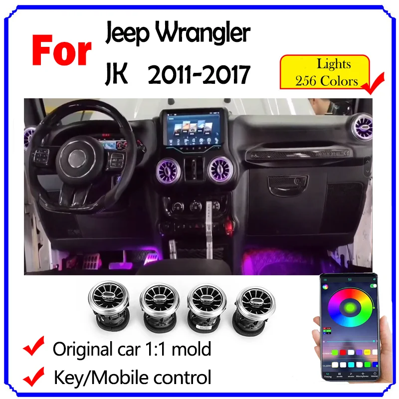 

Gialulimn Ambient Light For Jeep Wrangler JK 2011-2017 L/RHD Turbine 256 Colors Backlight RGB Atmosphere Lamp Air Outlet Vent