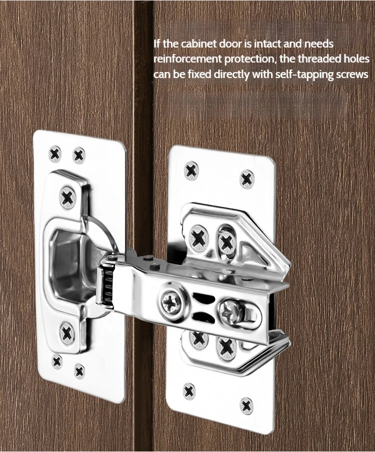 Description Picture 6 of item1/2/4Pairs Cabinet Hinge Repair Plate Kit Kitchen Cupboard Door Hinge Mounting Plate With Holes Hardware Accessories