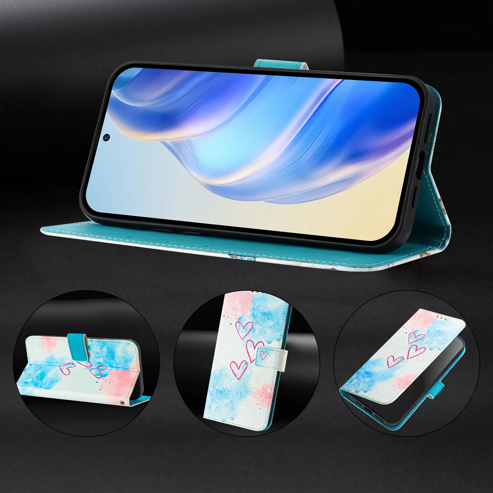 Cartoon Leather Wallet Phone Case - Flip Design Cover