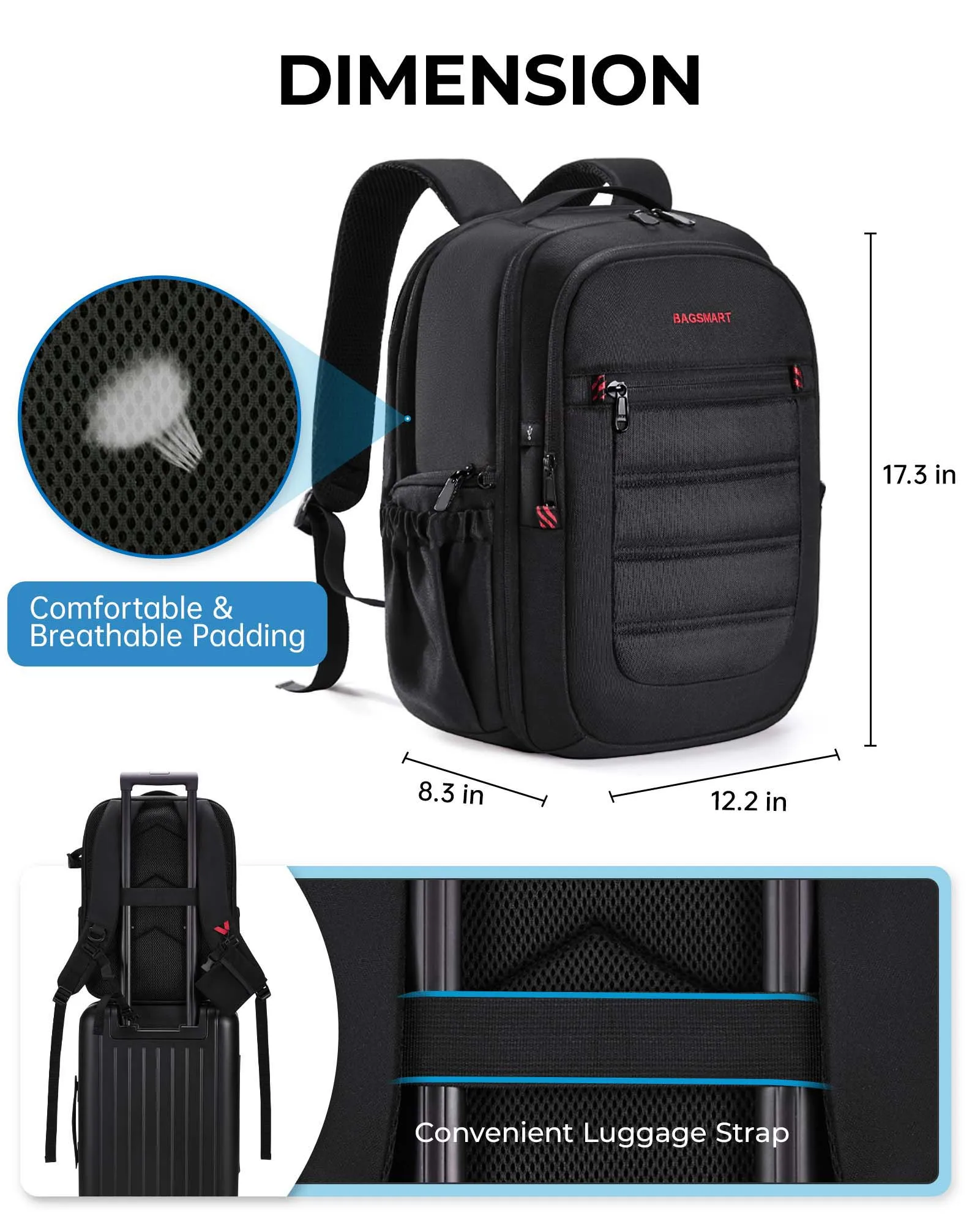 사진 작가를 위한 BAGSMART 확장형 카메라 배낭 15.6인치 노트북 수납공간이 있는 방수 여행용 DSLR 카메라 가방