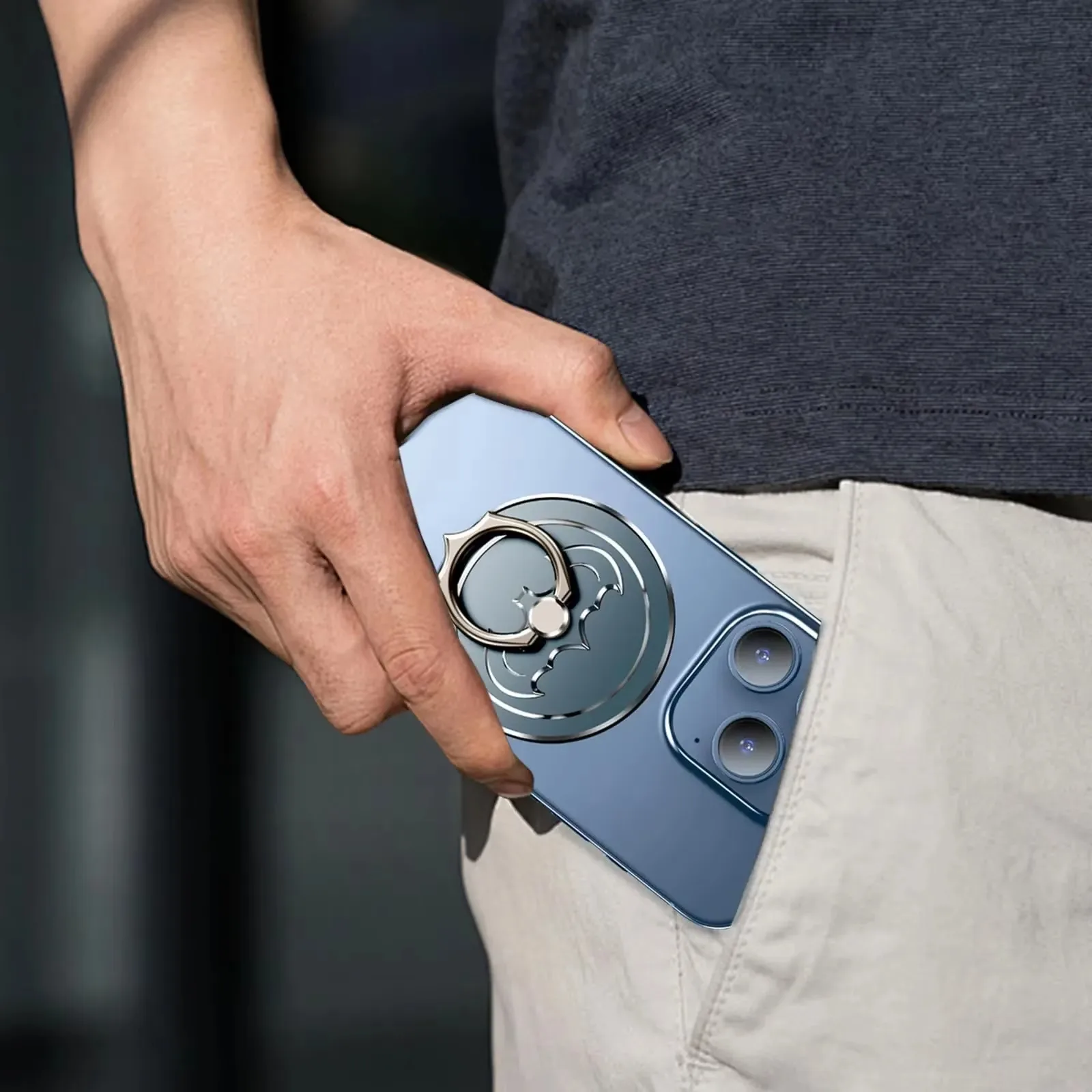 Eary Magsafe Phone Ring Holder Strong Magnetic Phone Grip Portable Lazy Bracket With 360 Rotating Metal Stand For iPhone Samsung