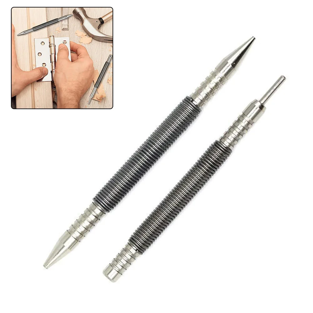 Spring Center Punch & Dual Head Hinge Pin Remover Tool for Woodworking & Metalwork