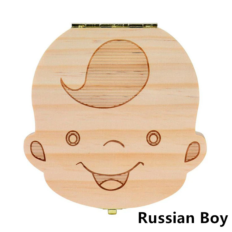 1PC Spanish English Baby Wood Tooth Box Organizer Milk Teeth Storage Collect Teeth Umbilical Cord Save Gifts for Kids Boys Girls cute Baby Souvenirs Baby Souvenirs