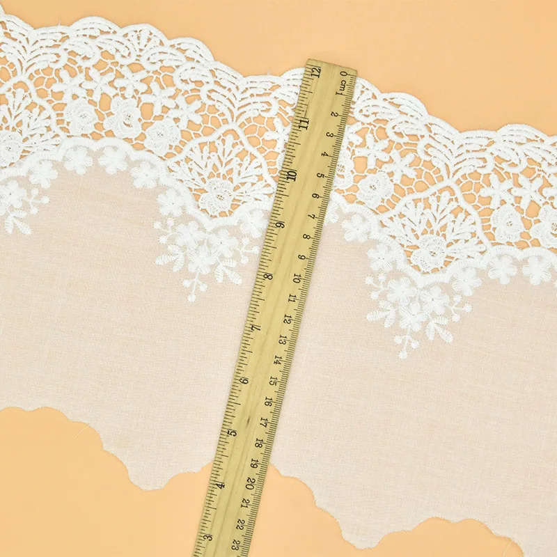 Spitzenstoff zum Nähen und für Guipure-Dekoration, Baumwolle bestickt, weiße Blumen, Spitzenstoff, DIY-Borte, Applikation, Bandkragen – Detail 5