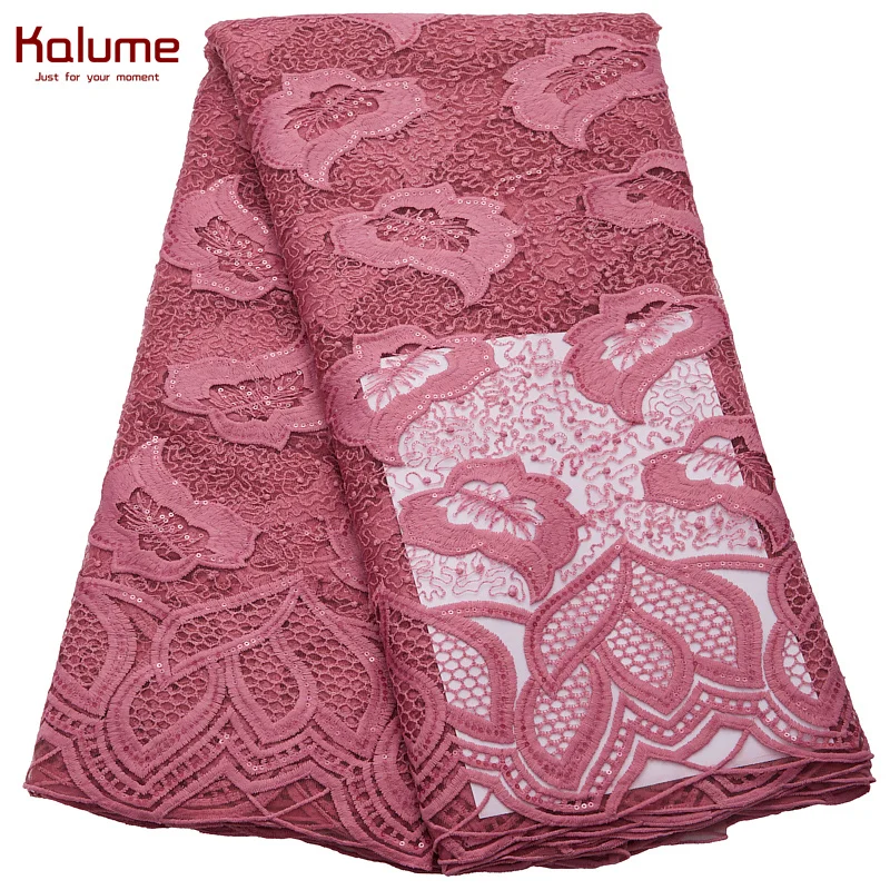

Kalume Tissue African Tulle Lace Fabric Sequins French Nigerian Tulle Lace Fabric For Sewing Wedding Cloth Women Dresses H2784