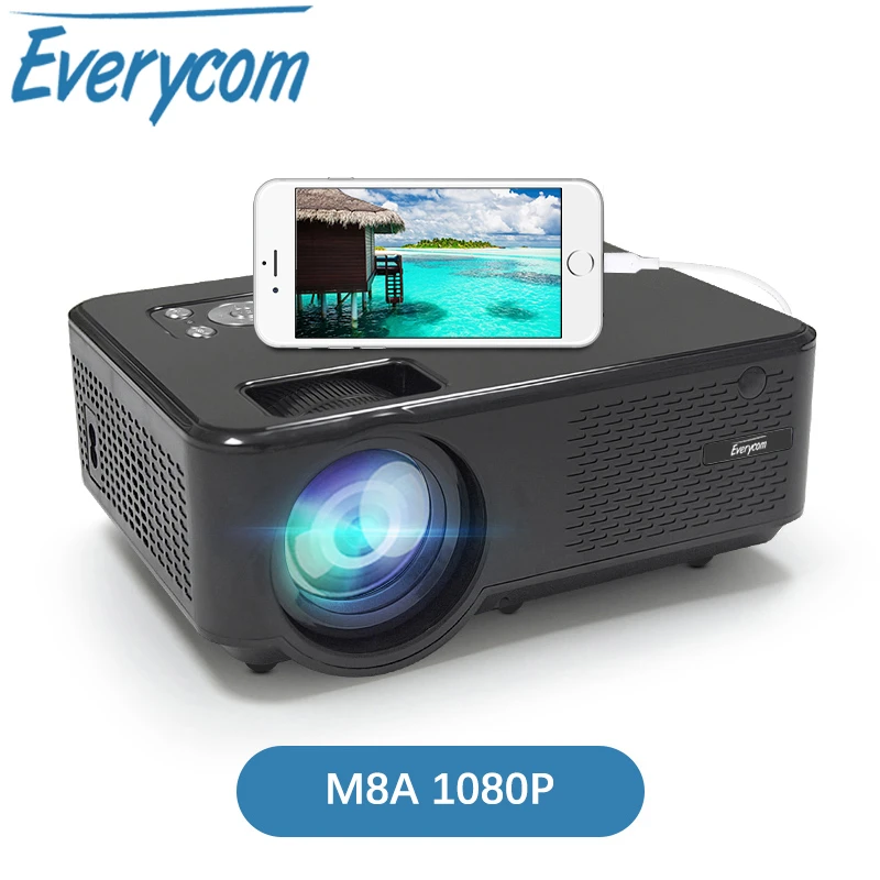 Everycom M8 HD Mini Projector Native 1280 x 720P LED Option Android WiFi Projector Video Home Cinema 3D Smart Movie Proyector samsung projector