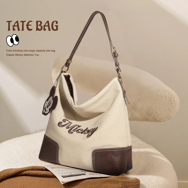 Disney Mickey Purses and Handbags PU Tote Bags for Women Large Capacity Kawaii Makeup Pouch Shoulder Bag Anime Case Cute Wallet