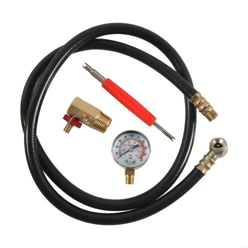 현장 수리를 위한 0-200PSI 압력 게이지 황동 피팅이 포함된 P88C 휴대용 공기 탱크 서비스 세트 다양한 환경
