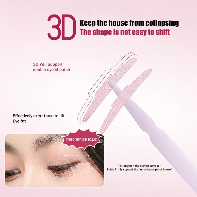 보이지 않는 3D 리프팅 이중 눈꺼풀 테이프 방수 자체 접착 투명 섬유 눈꺼풀 리프트 스티커 뷰티 아이 메이크업 도구