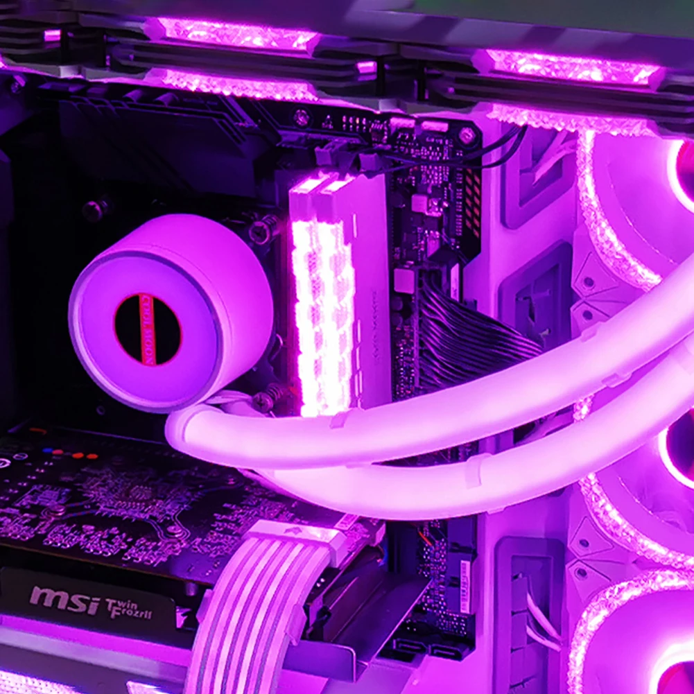 Tubo de Mangueira Coolmoon Aura Sincronização Luminosa Manga Silicone Raditor Refrigeração Água Tubo 5v 3pin Argb 4pin Computador Case Decoração - Imagem 4