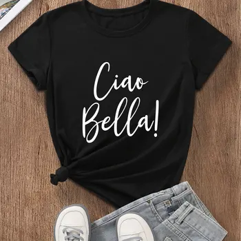 Hello Italy 캐주얼 100% 코튼 티셔츠, 이탈리아 헬로 셔츠, 여름 선물, 신상