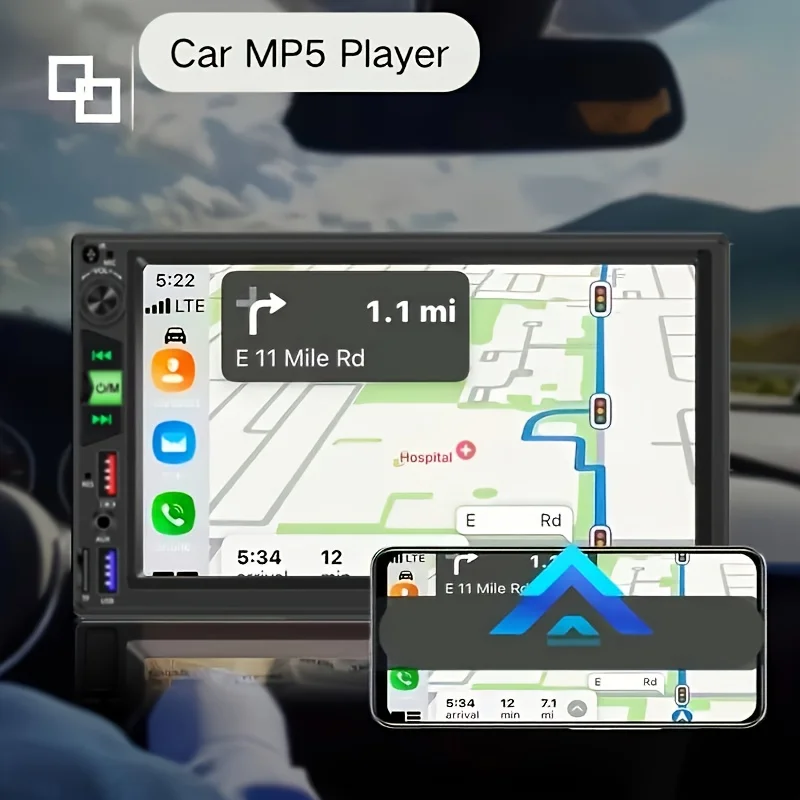 17.78cm 터치스크린 차량용 MP5 플레이어 - 차량용 멀티미디어 플레이어 라디오 FM 플레이어 USB 미러링 네비게이션 비디오 스테레오 플레이어