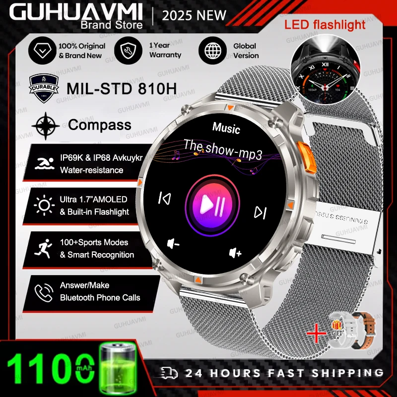 ตัวเลือกสินค้า สมาร์ทวอทช์ GPS กันน้ำ 10ATM สำหรับผู้ชาย