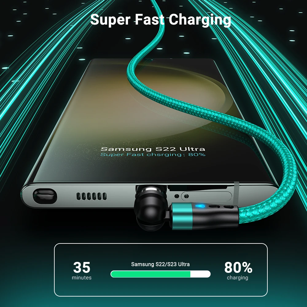 Magnetic USB-C Fast Charging Cable, 60W PD, 2M Length