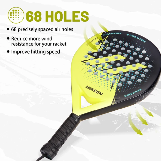 Hikeen Padel Racket Carbon Glass Fiber with EVA Foam Core, Padel Racket Well-Balanced Paddle for Beginners Intermediate player 1