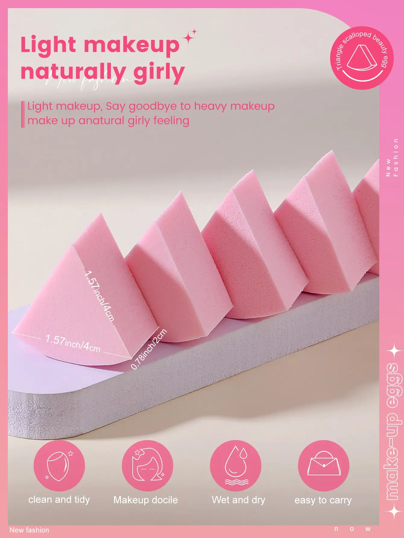 50PCS Fan Shaped Makeup Puff  Makeup Sponge,Suitable for  Powder Concealer, makeup applicator  Powder Puff  Beauty tools 6