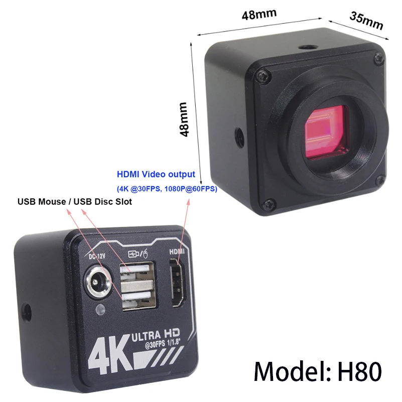랩선 IMX678 4K 8MP 1080P 60FPS HDMI USB UVC 산업용 현미경 카메라 (측정용 크로스헤어 포함, 납땜 검사 연구실용)