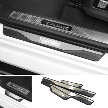 For GWM Great Wall Tank 500 2022- 2023 Interior Accessories Door Sill Inside Scuff Plate Decoration Cover Trim Metal 1
