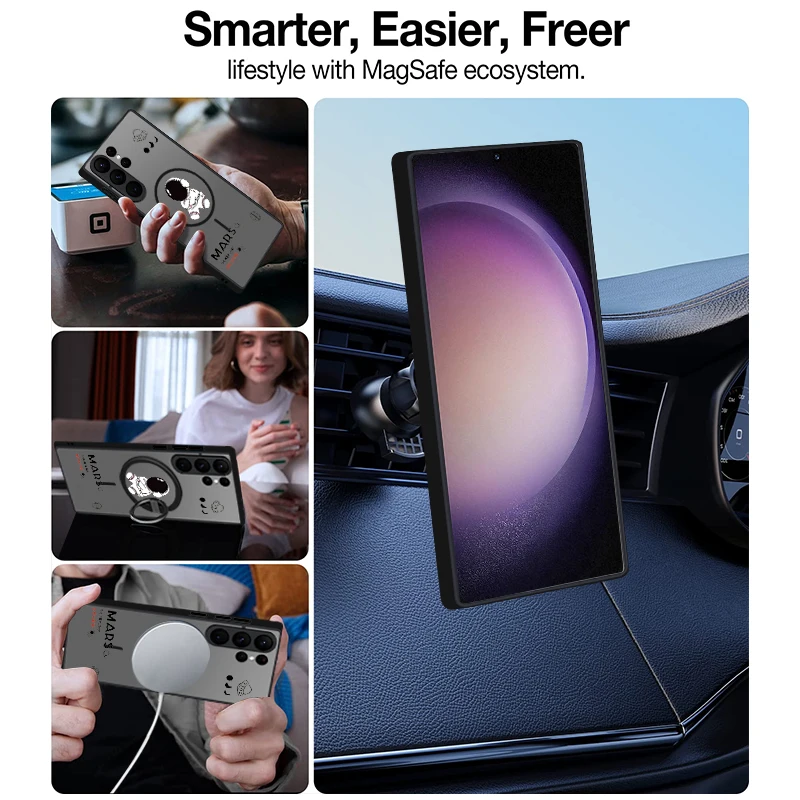 Magnetic Cute Astronaut Matte Phone Cover
